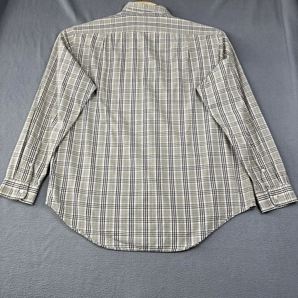 Polo Ralph Lauren Jeans Co Button Up Shirt Mens L Grey/Black Plaid‎ Long Sleeve